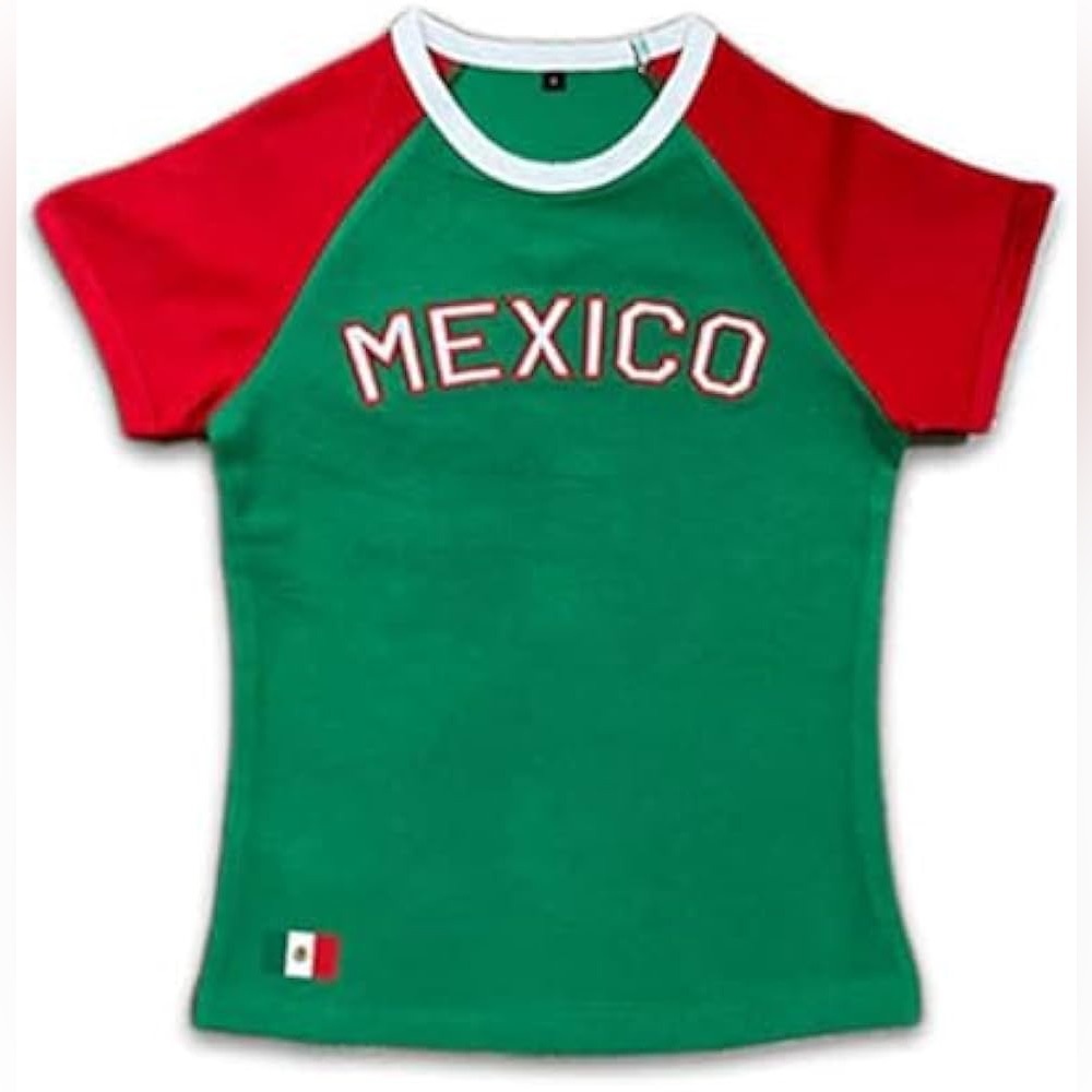 Graphic Tee 2000s Mexico Jersey 90s Going Out Y2k Clothes Summer Crop Tops Baby